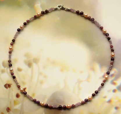 Lepidolith-Amethyst-Perlen-Kette
